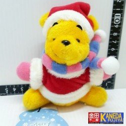 DISNEY Tokyo Disneyland Winnie The Pooh Merry Christmas 2000 Plush Doll Toy with Pin Clip