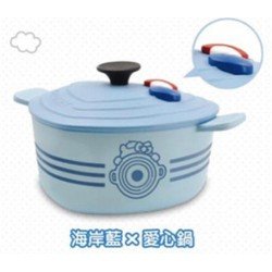 Hello Kitty x Le Creuset Seven Eleven Market Taiwan Limited Bamboo Pot-Bowl w/ Figure SANRIO OFFICIAL 2018 – Blue colour version