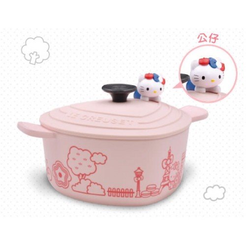 Hello Kitty x Le Creuset Seven Eleven Market Taiwan Limited Pot-Bowl w/ Figure SANRIO OFFICIAL 2018 – Pink colour version