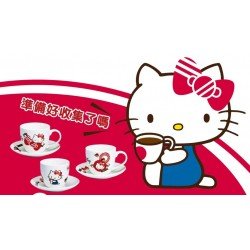 Hello Kitty Cup And Saucer Promotion Set 85 grades C Cafe TAIWAN Limited Edition Ceramic  Dish Plate Sanrio Licensed