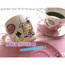 Official San-X SENTIMENTAL CIRCUS Porcelaine Cup and Saucer set - Asia LIMITED Shappo Balance Pink Color Ver.